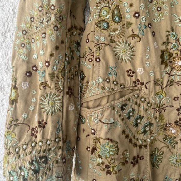Johnny Was Green Floral Embroidered Jacket - Picture 5 of 8